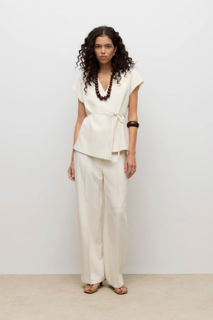Vannah Midi-Weste mit V-Ausschnitt – Birke