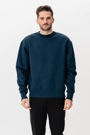 Schwere Crewneck - fackelte Marine