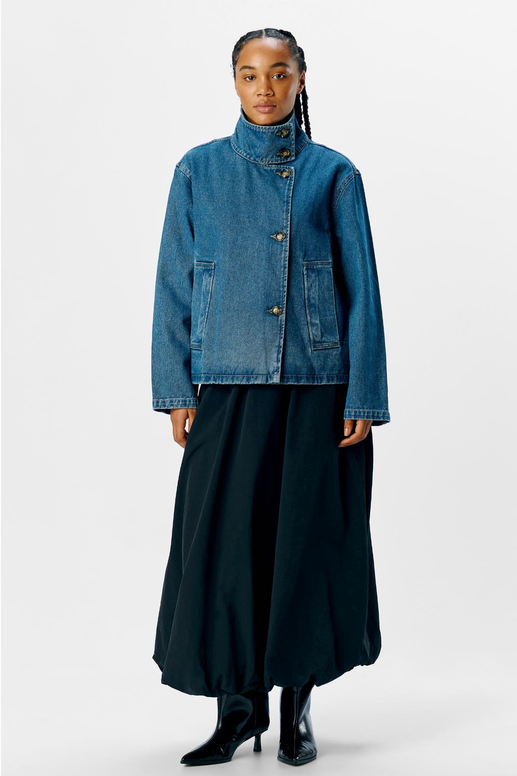 Tilla Gro l/s Denim Jacke - mittelblauer Denim