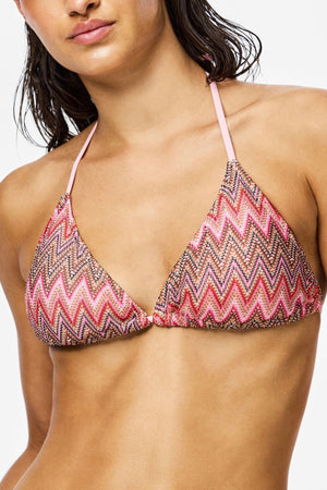 Ada Bikini-Strick-Triangel-Oberteil – Rose Shadow – Jacquard-Muster