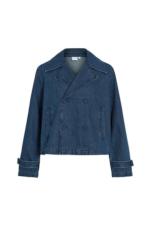 Nata Kurzer Denim-Trenchcoat – Dunkelblauer Denim