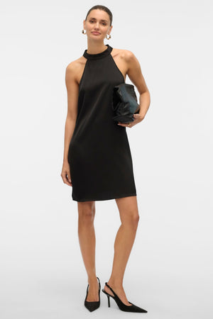 Elena Halter Neck Kurzkleid - Schwarz