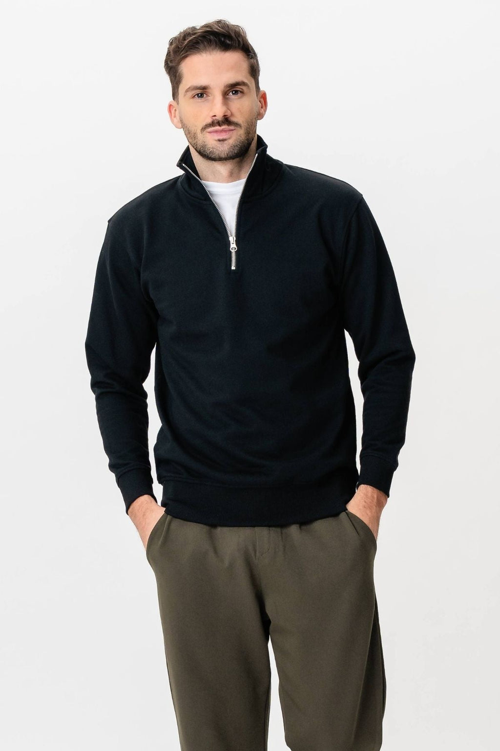 Sweatshirt halb Zip - Schwarz