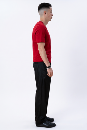 Basic T-Shirt mit V-Ausschnitt – Rot