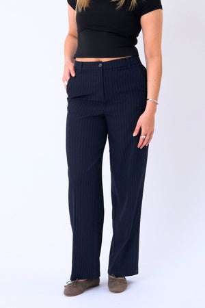Klassischer Anzug Pants - Navy Nadelstreifen