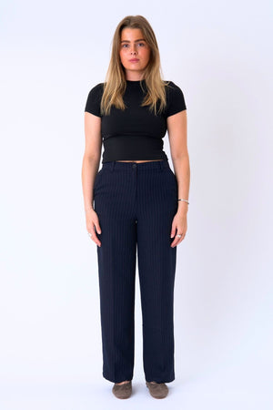 Klassischer Anzug Pants - Navy Nadelstreifen