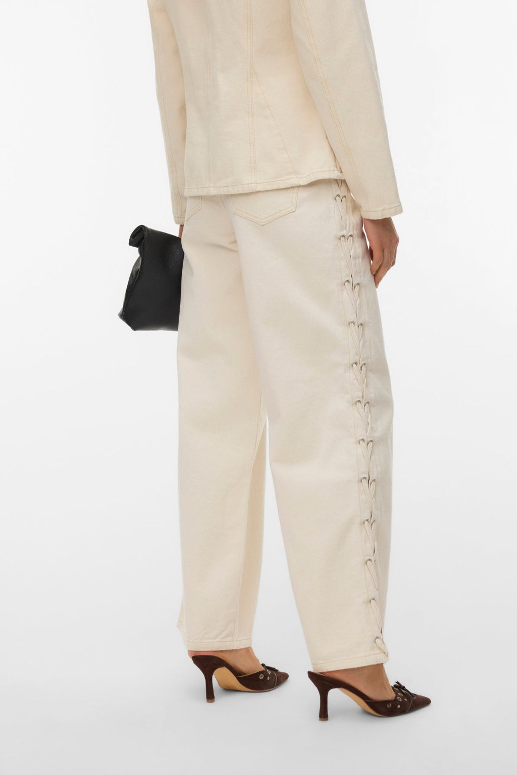 Rae Wide String Jeans – Ecru