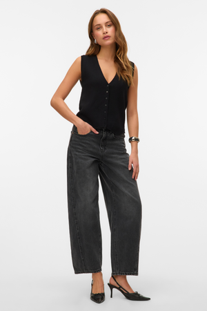 Gold V -Ausschnitt Weste - Schwarz