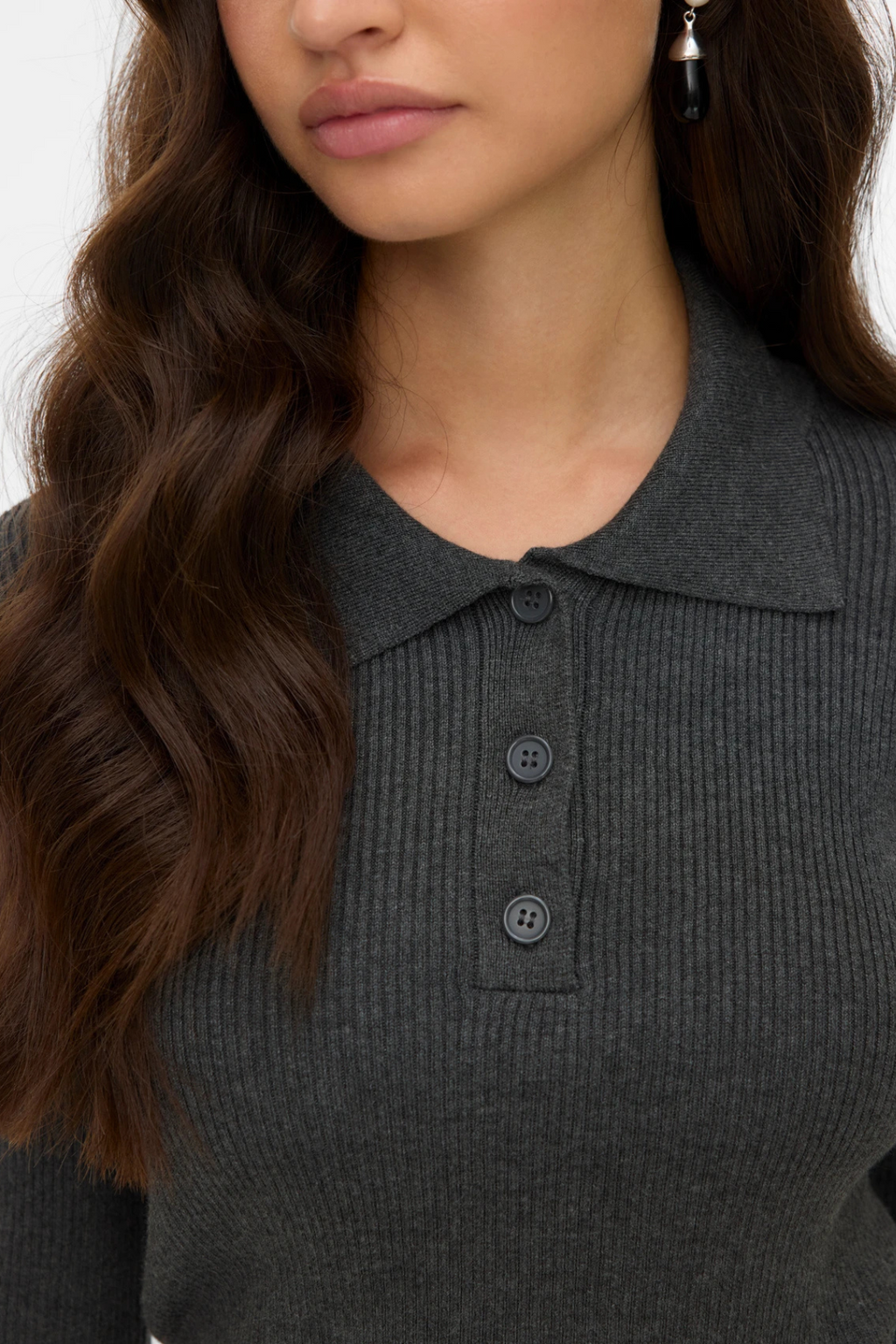 Silje Poloneck Pullover - dunkelgraue Melange