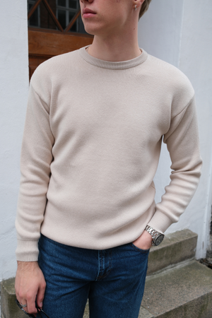 Crewneck -Strickpullover - leichtes Beige