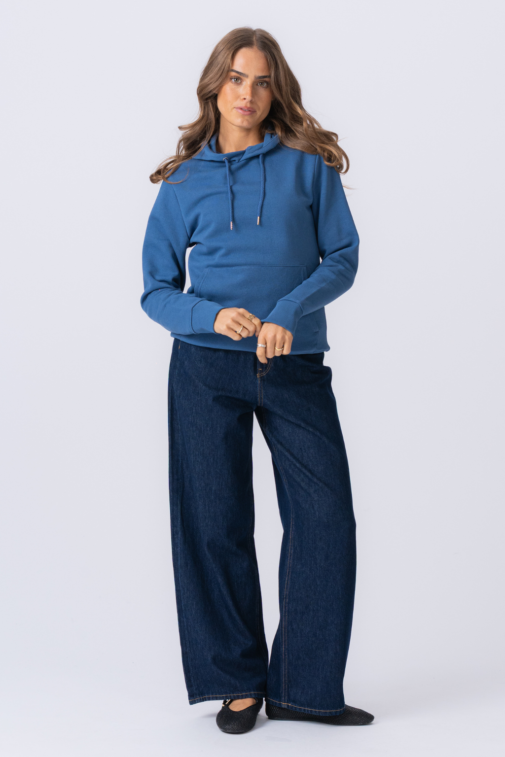 Sweatshirt Hoodie - Staubblau
