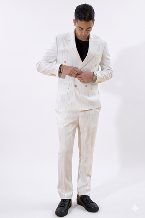 Klassischer Blazer – Weißer Nadelstreifen