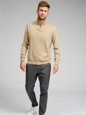 Basic Strick hohe Reißverschluss - Beige