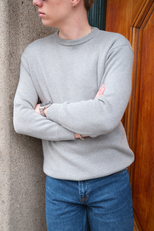 Crewneck -Strickpullover - hellgrau