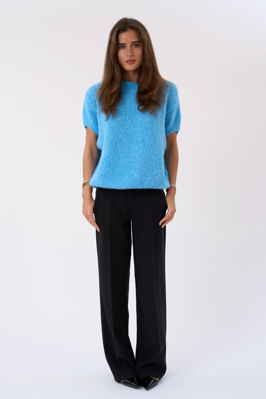 Chloe Kurzarmstrick – Hellblau