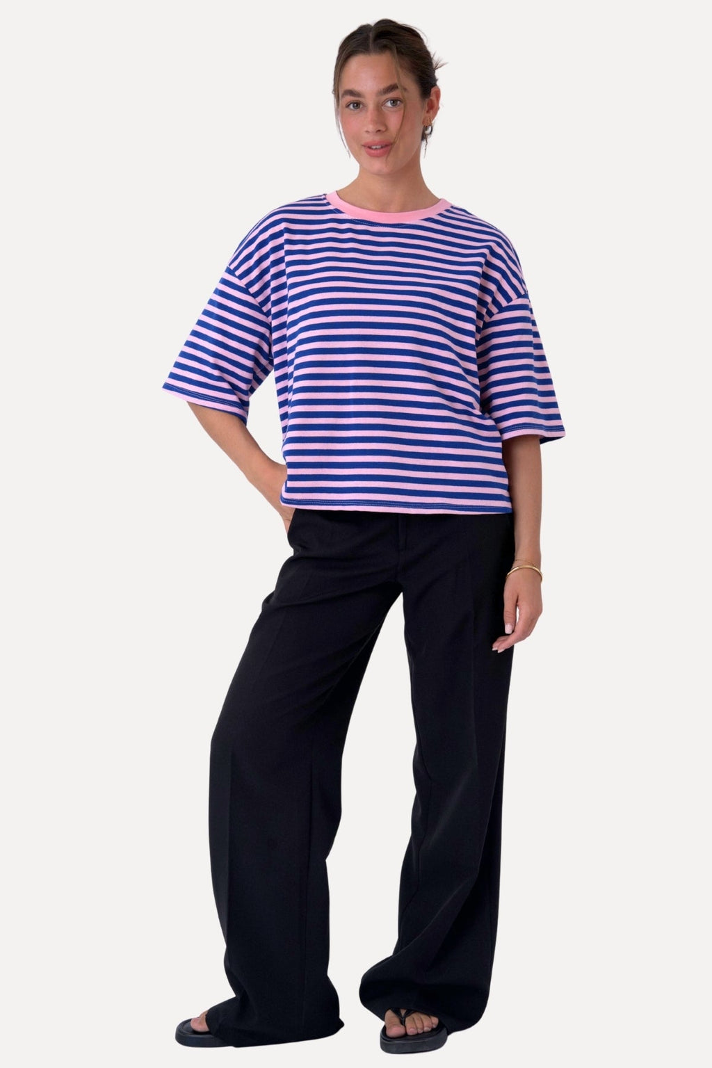 Zoe T-Shirt – Blau/Hellrosa