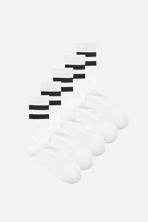Heritage Tennissocken 5 Stk. - Weiß/Schwarz