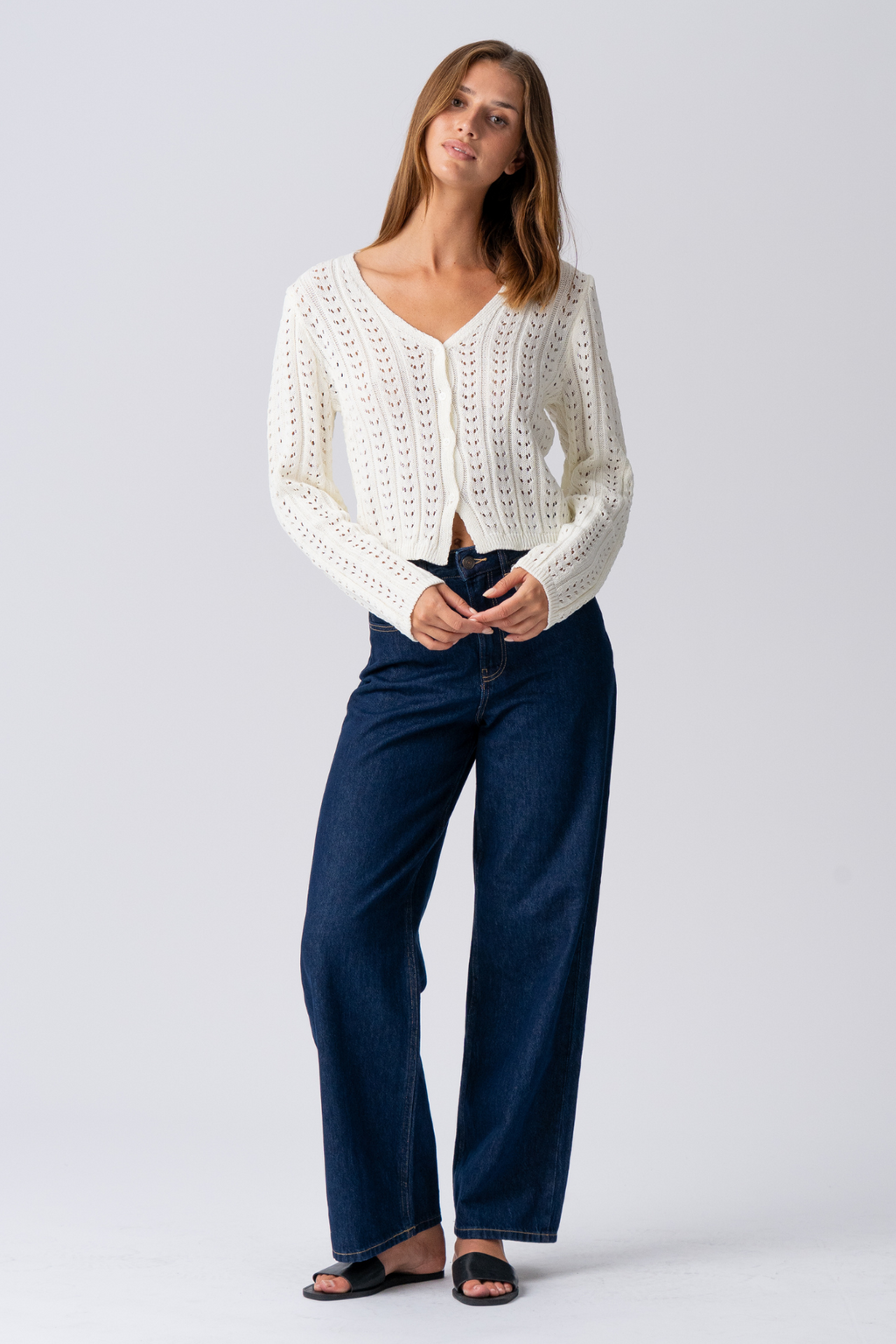 Virginia Strick Cardigan - Ecru.
