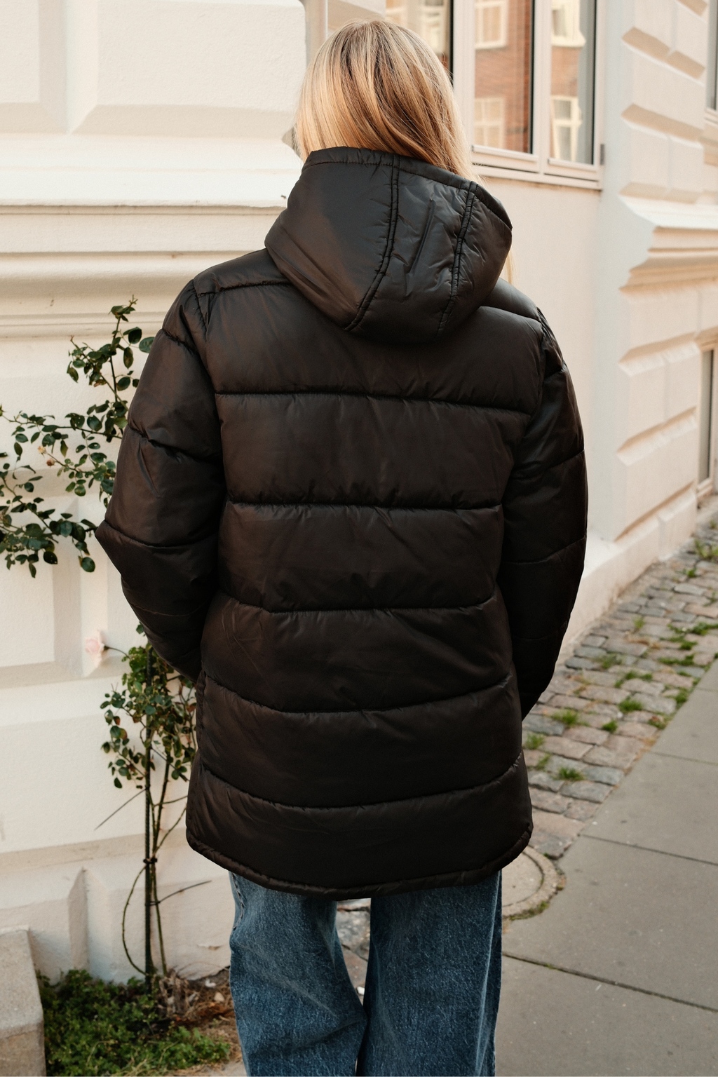 Lange Pufferjacke - Schwarz