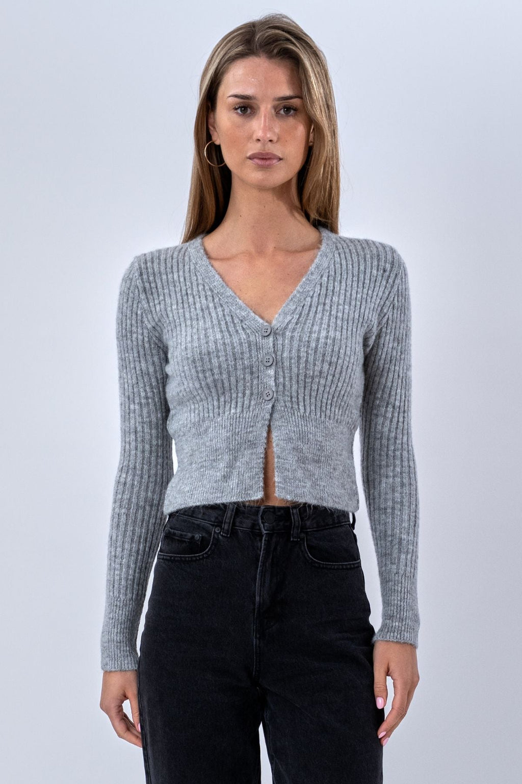 Nova Krawattenbluse gestrickt – Grau