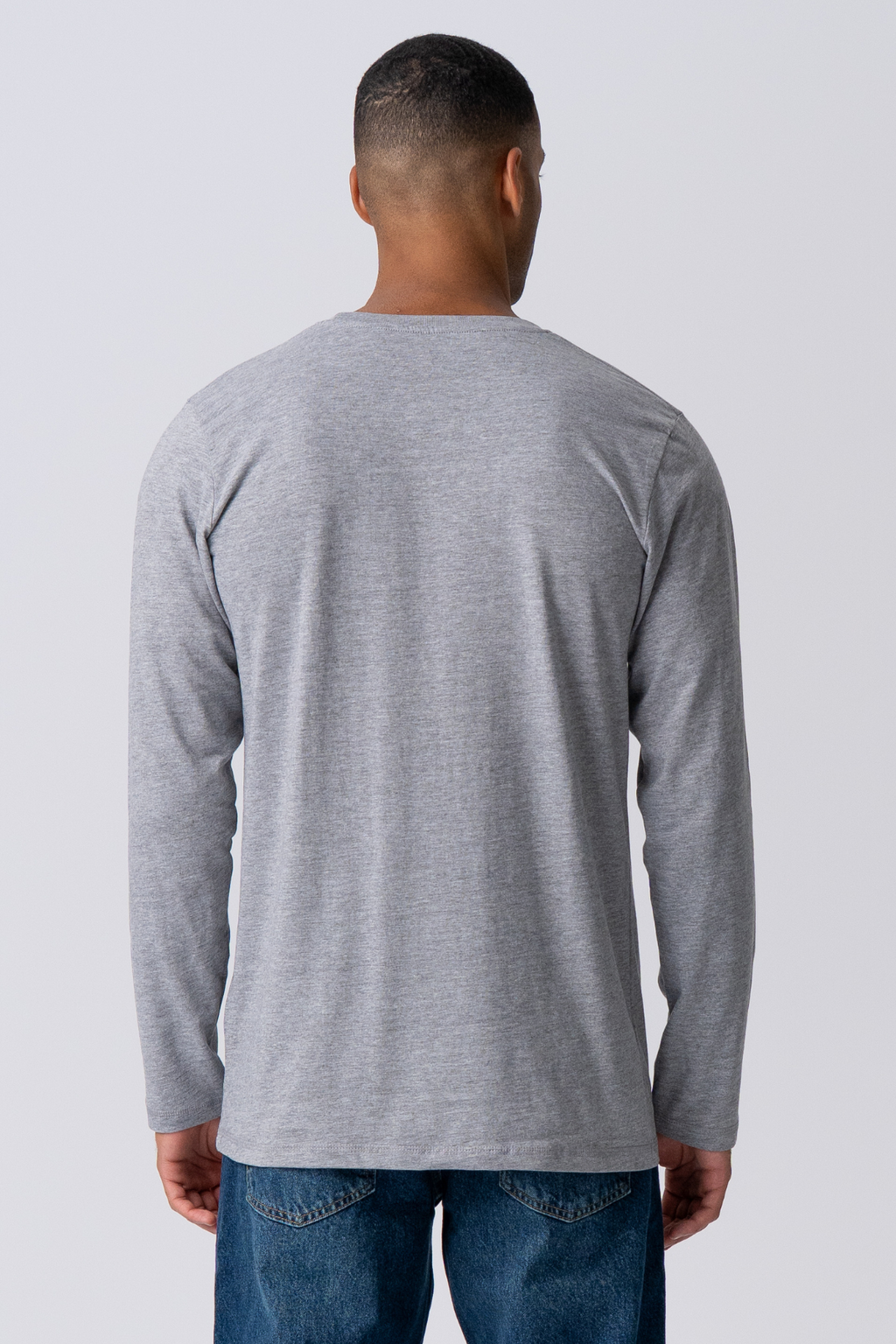 Basic Langarmes T-Shirt-grau