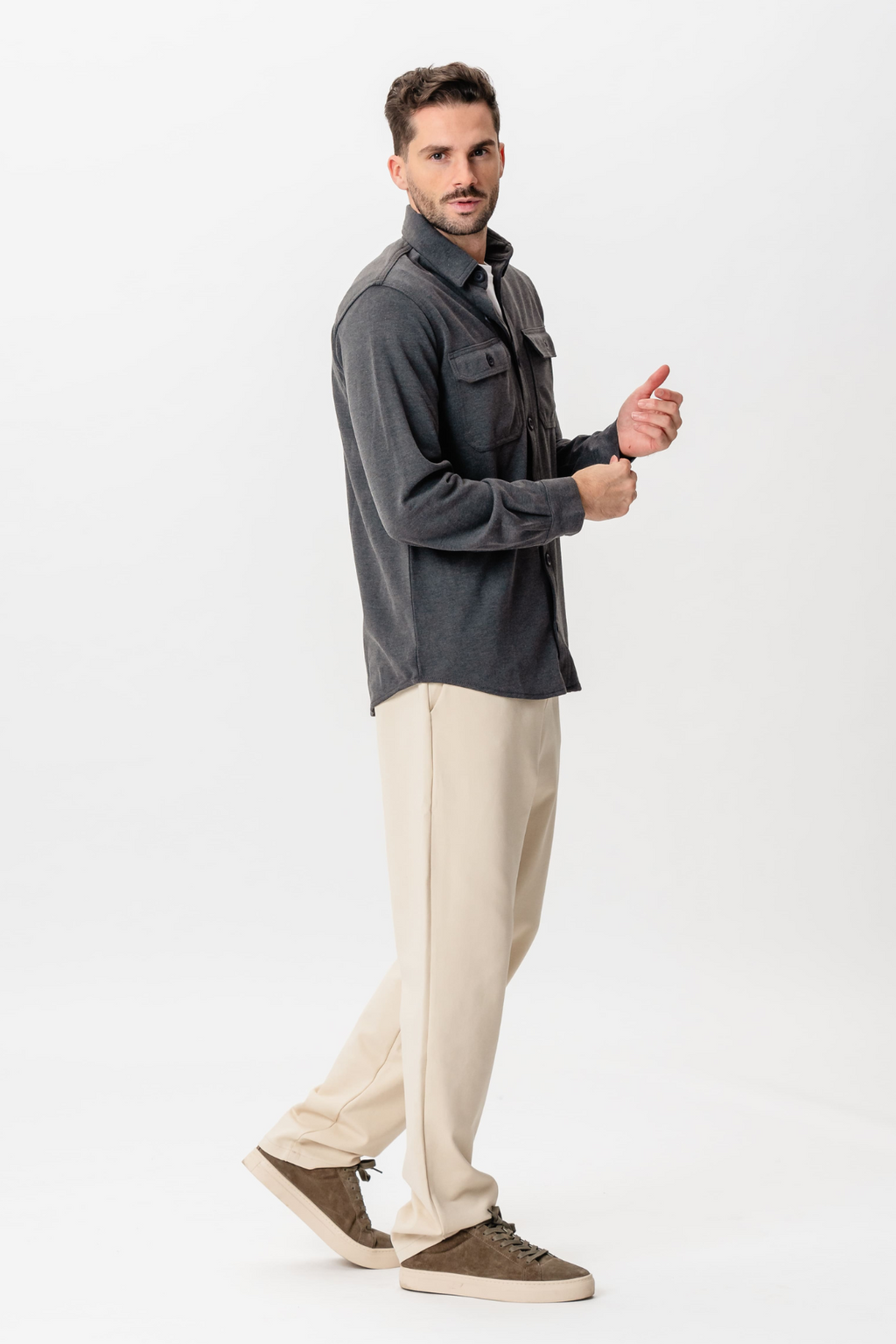 Performance Regular Overshirt - Holzkohle