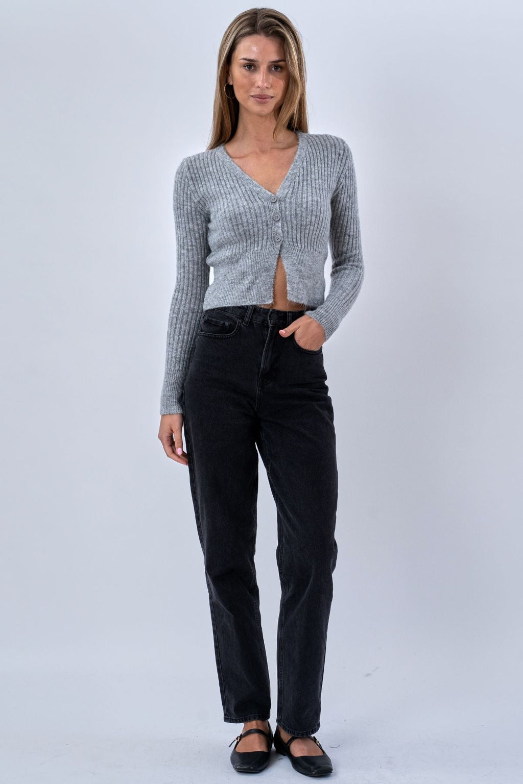 Nova Krawattenbluse gestrickt – Grau