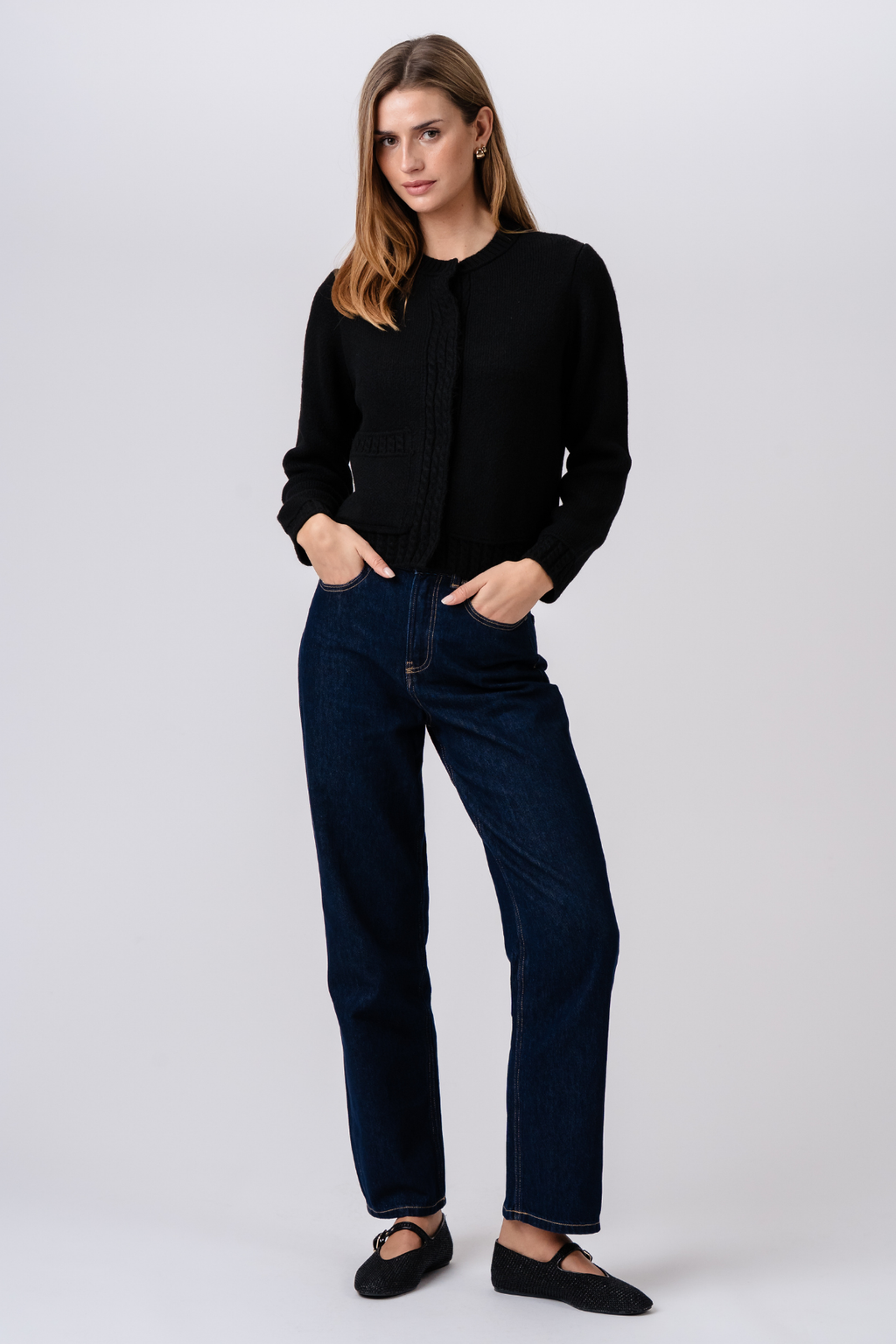 Emilie-Strickjacke - Schwarz