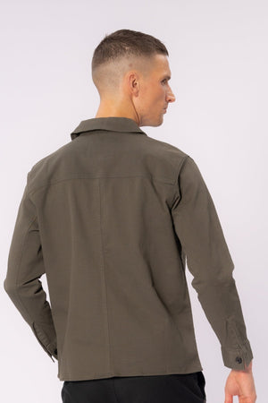 Twill -Hemdjacke - dunkle Olive