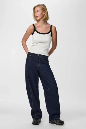 May Trägertop - Hellweiß-Schwarz