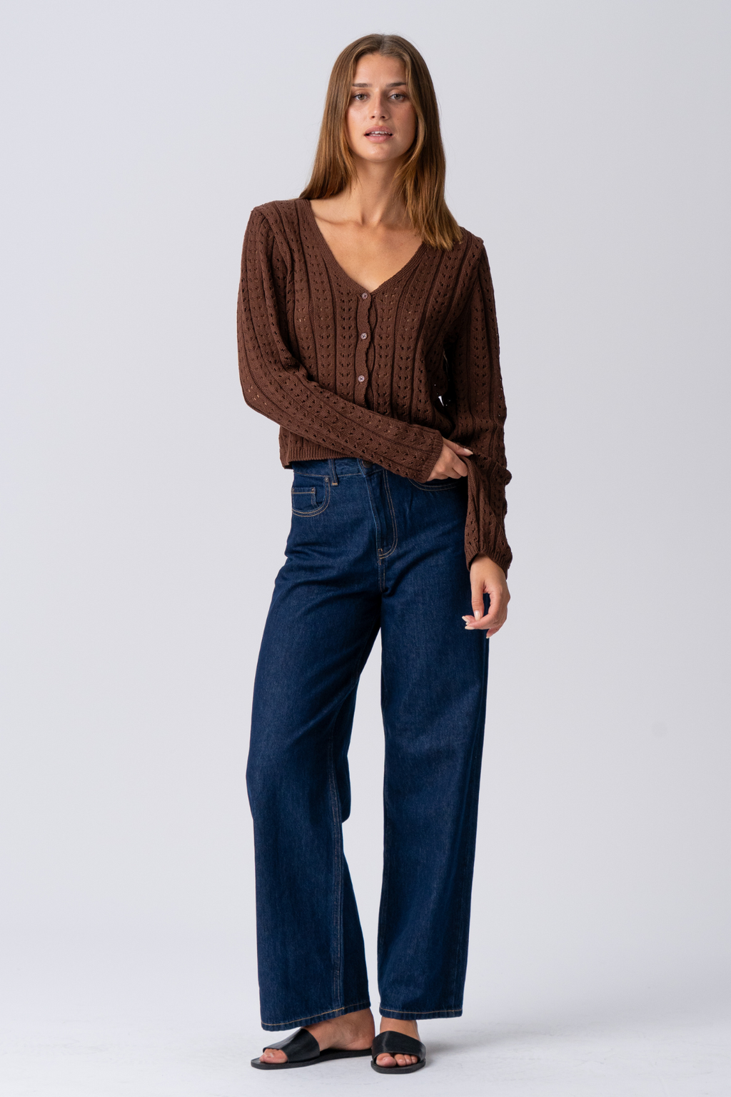 Virginia Strick Cardigan - Brown