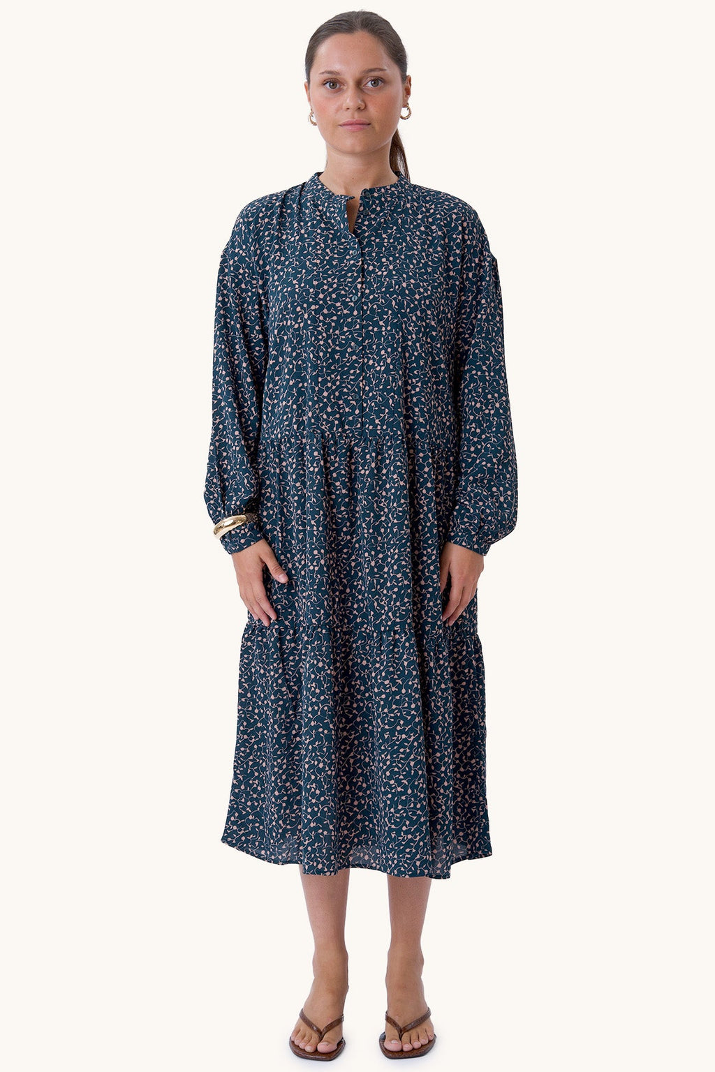 Sara Langarmed Kleid - grün