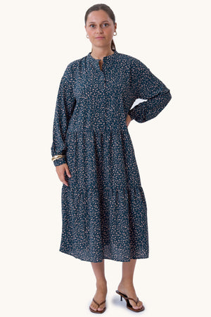 Sara Langarmed Kleid - grün
