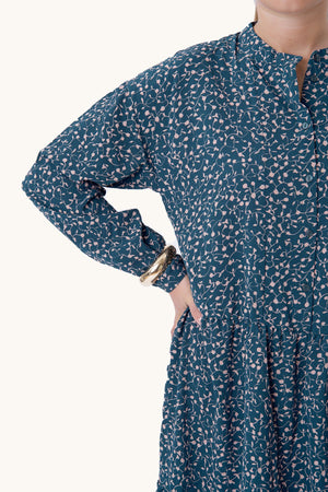 Sara Langarmed Kleid - grün