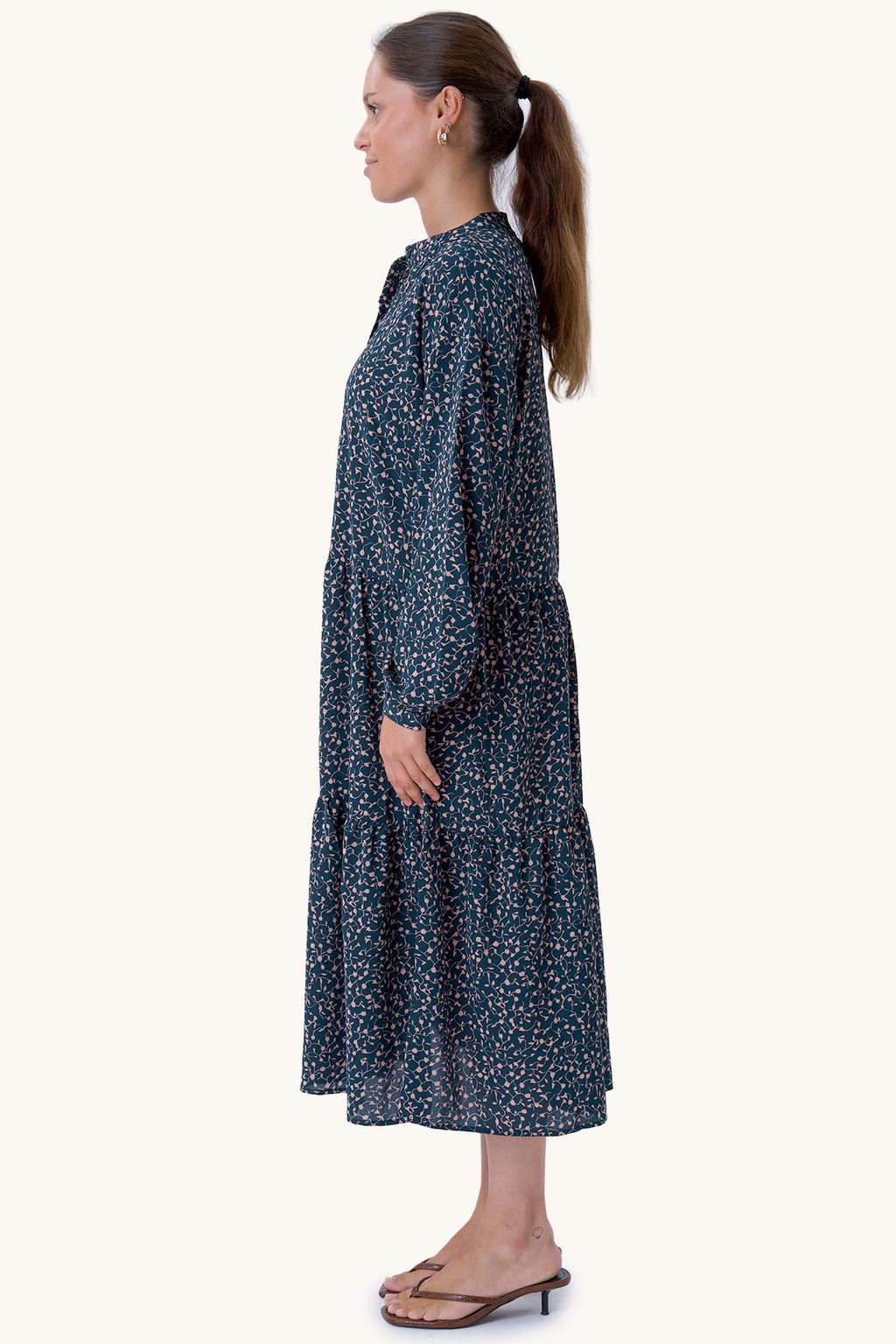 Sara Langarmed Kleid - grün
