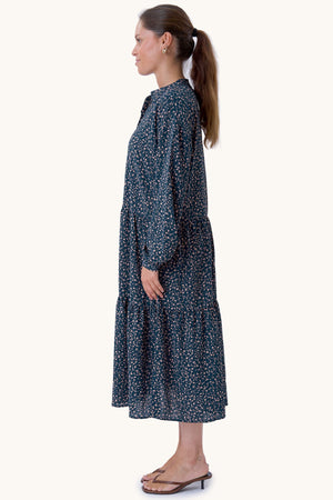 Sara Langarmed Kleid - grün