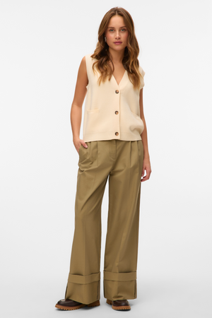 Saba V -Ausschnitt Button Weste - Birke