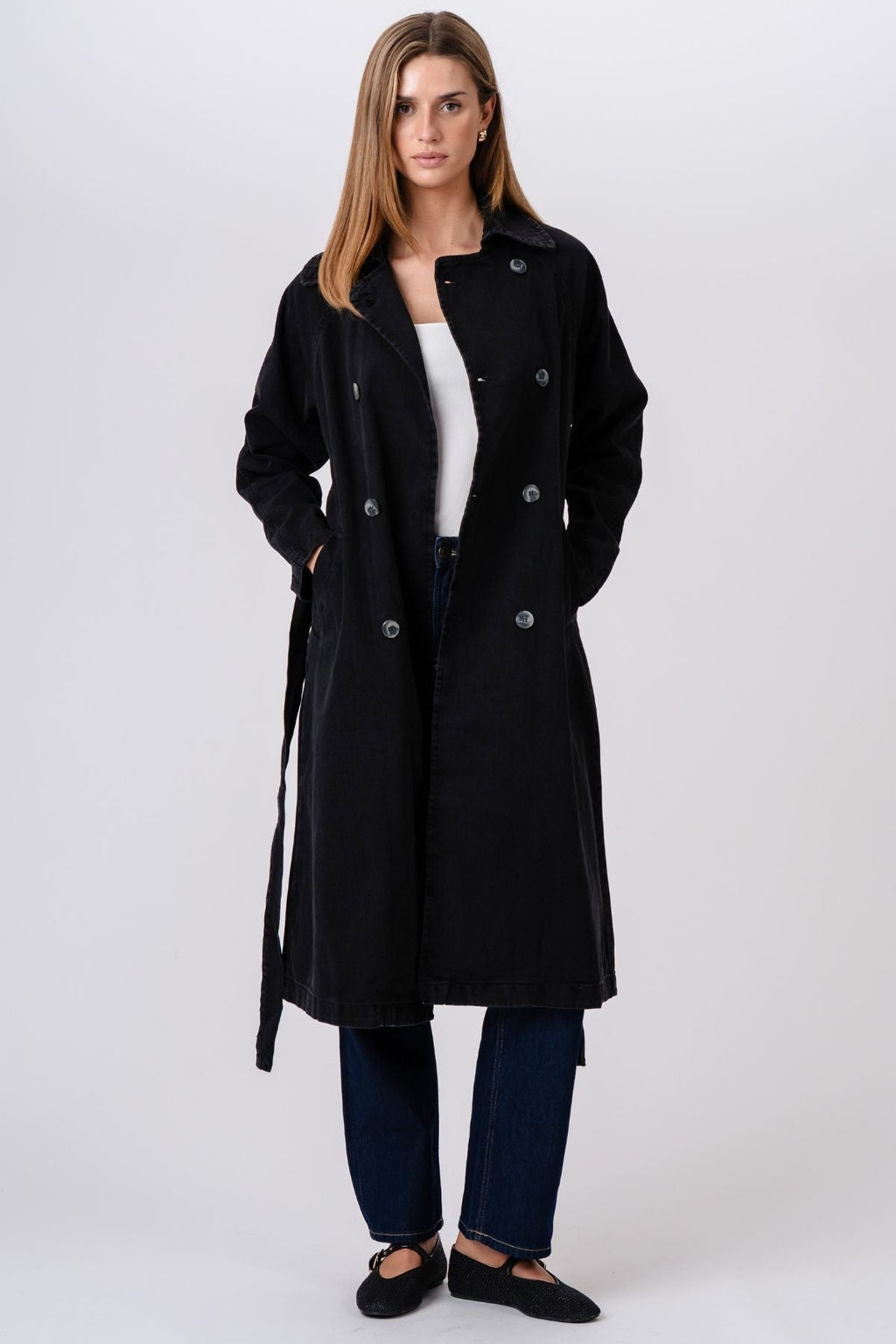 Denim Trenchcoat - dunkelblau