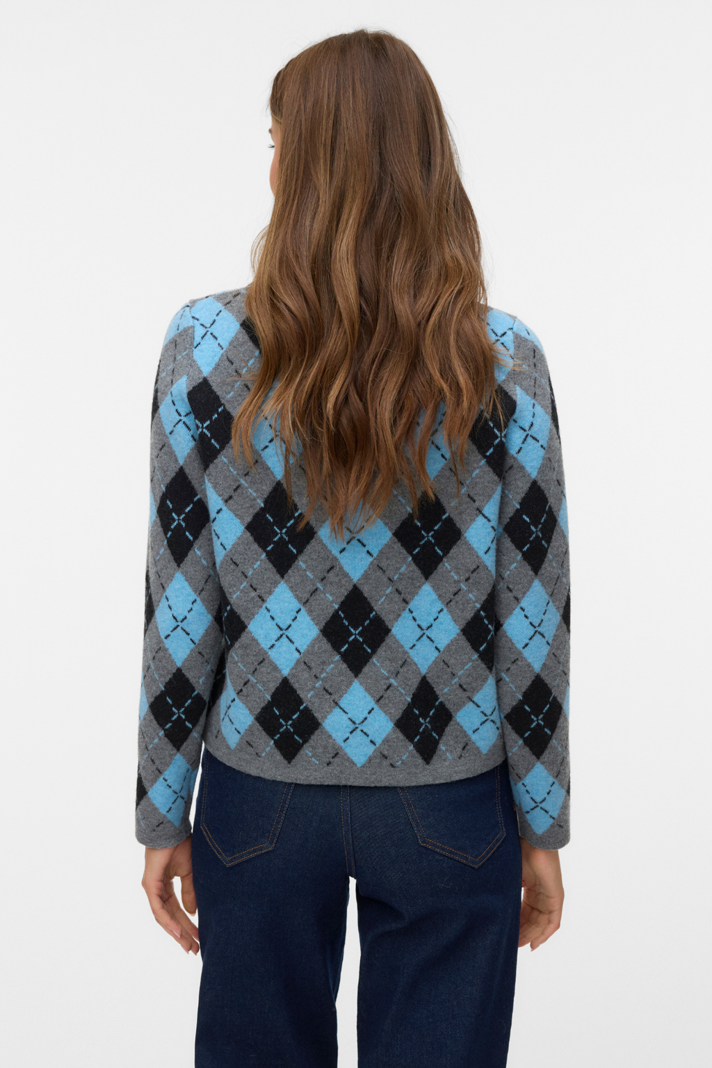 Giorgia O -Neck -Strickjacke - mittelgraue Melange