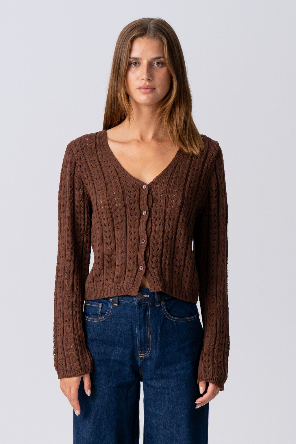 Virginia Strick Cardigan - Brown