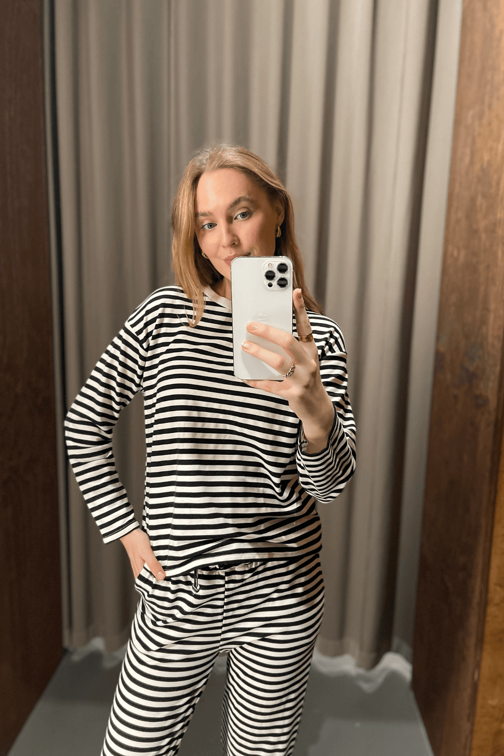 Gestreiftes Langarmhemd Regular Fit - Blau