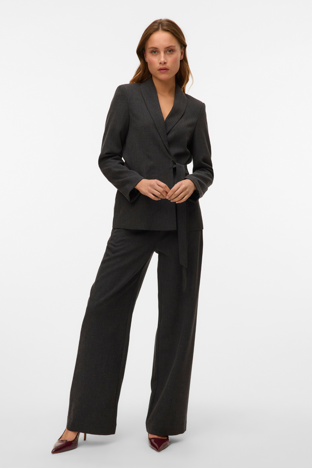 Bestie Wide Gurt Pant - dunkelgraue Melange