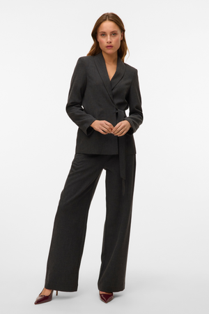 Bestie Wide Gurt Pant - dunkelgraue Melange