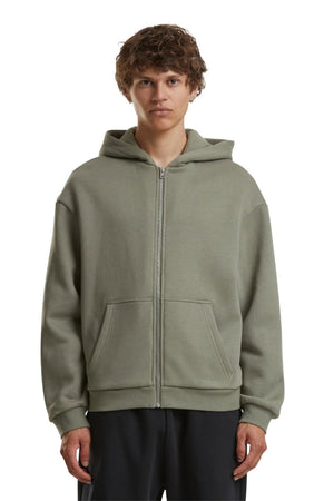 Alltags Reißverschluss Hoodie - blasse Olive