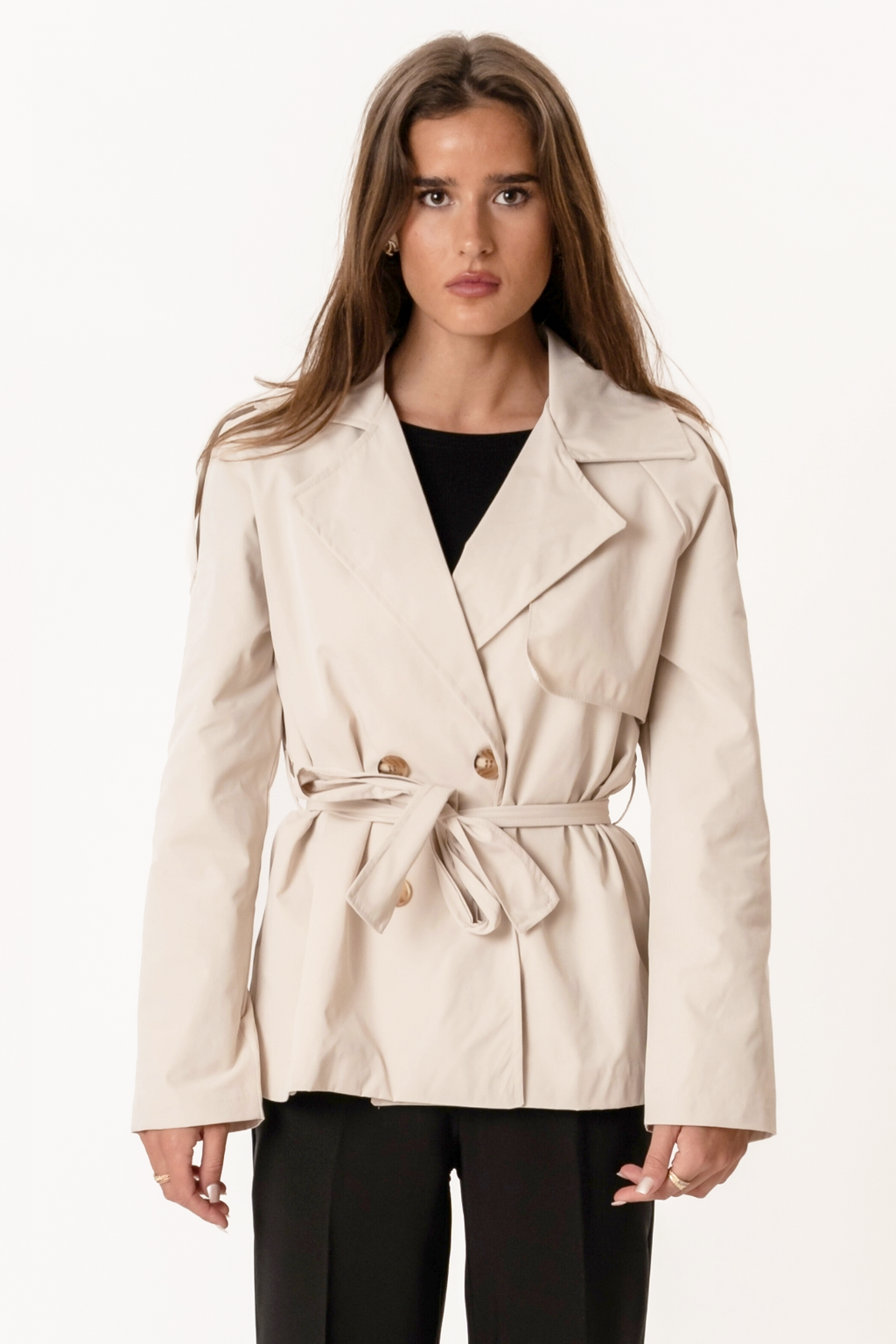 Sia Kurzer Trenchcoat – gebrochenes Weiß
