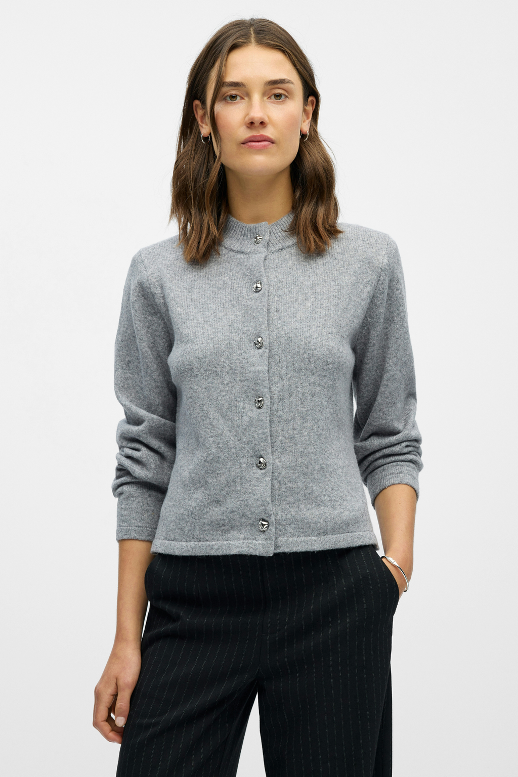 Zari -Strick -Strickjacke - mittelgraue Melange