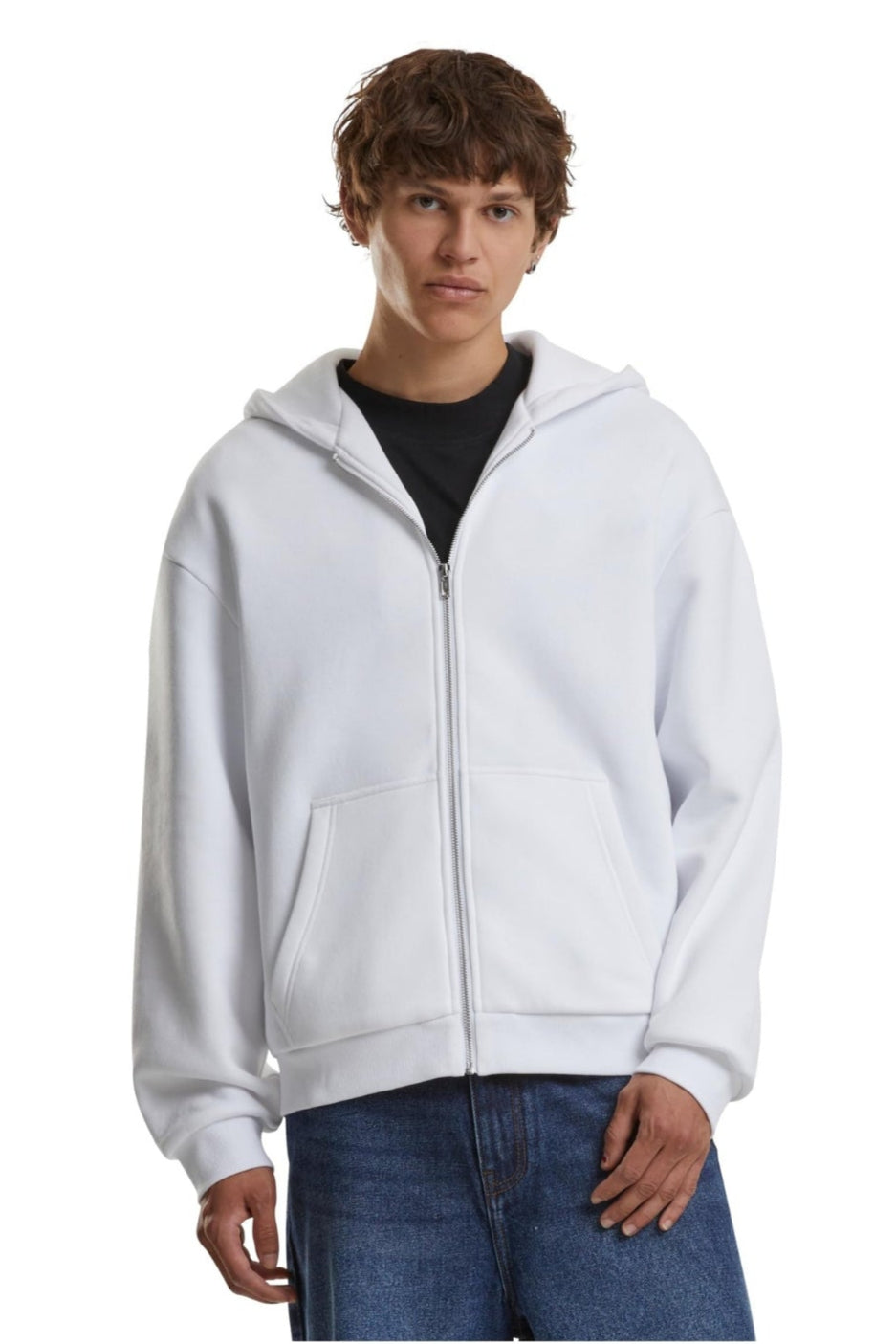 Alltags Reißverschluss Hoodie - Weiß