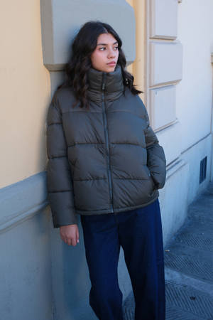 Kurzpufferjacke - Olive
