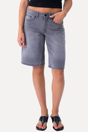 Denim Shorts - Grau