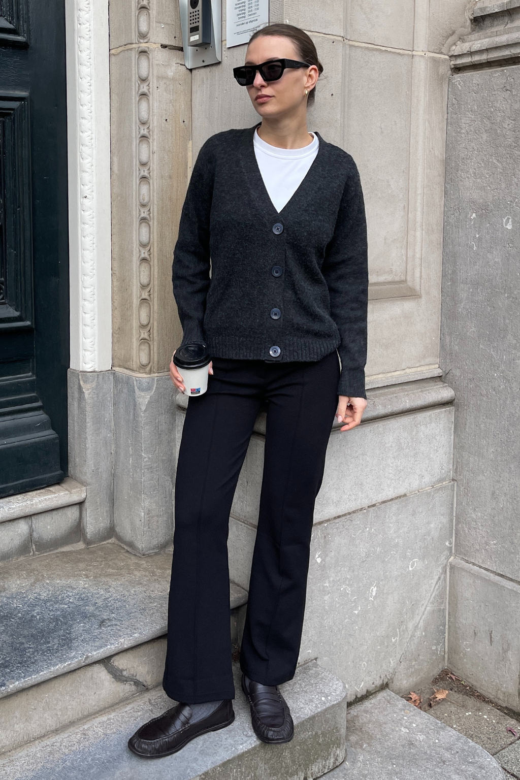 Strickjacke - dunkelgraue Melange